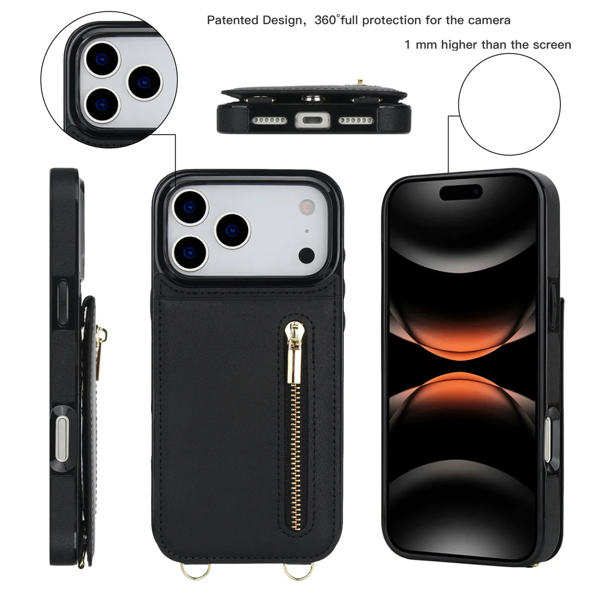 Étui de téléphone en cuir avec - Leather Wallet Card Holder Phone Cover avis et prix